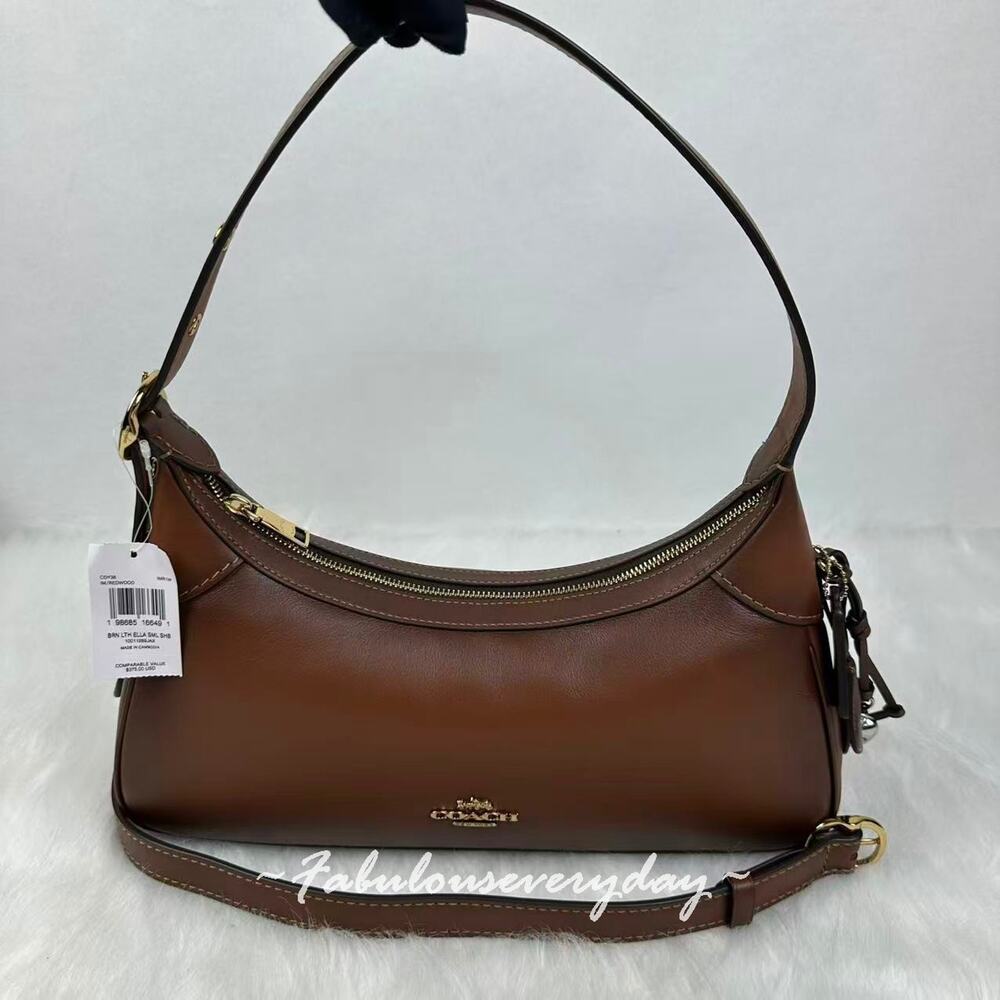 Coach Ella Small Shoulder Bag Crossbody In Leather/Gold/Redwood CDY38 NWT